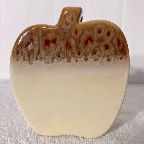 Vintage Pottery Art Ceramic Tan Brown Apple  Shaped Napkin Holder - Picture 2 of 13